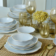 Beyaz Gold Fileli Romeo Yemek Takımı 24 Parça 6 Kişilik Bonvagon