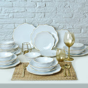 Beyaz Gold Fileli Romeo Yemek Takımı 24 Parça 6 Kişilik Bonvagon