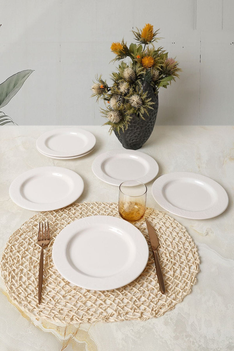 Beyaz İyonya Pasta Tabağı 22 Cm 6 Adet 006 Bonvagon