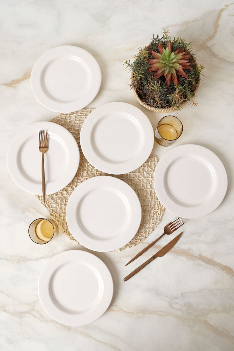 Beyaz İyonya Pasta Tabağı 22 Cm 6 Adet 006 Bonvagon