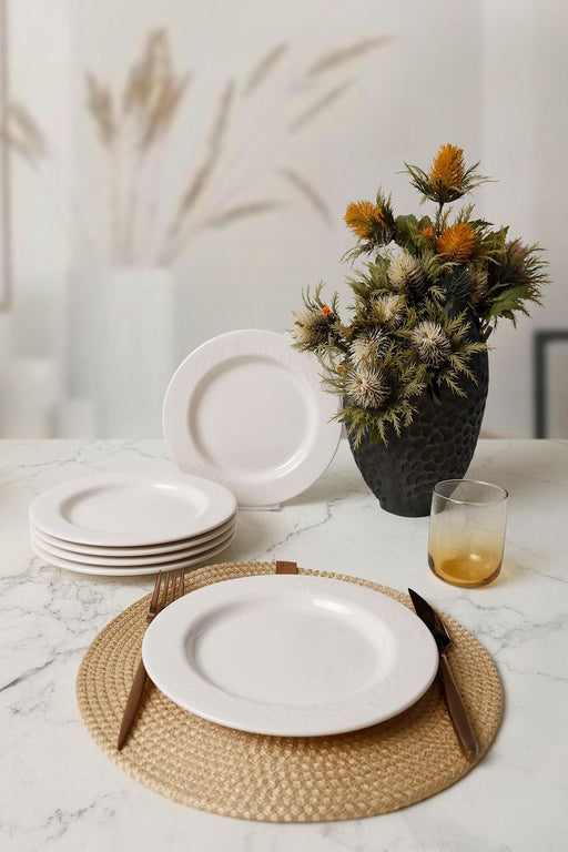 Beyaz İyonya Pasta Tabağı 22 Cm 6 Adet 006 Bonvagon