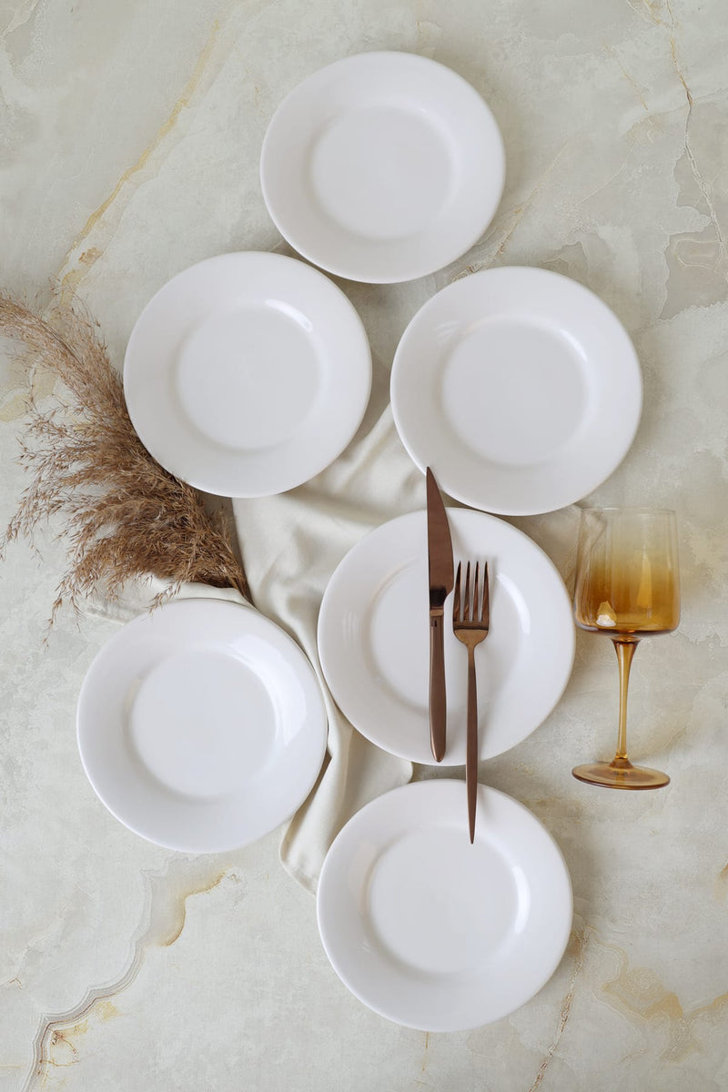 Beyaz Linda Pasta Tabağı 19 Cm Set 6 Adet