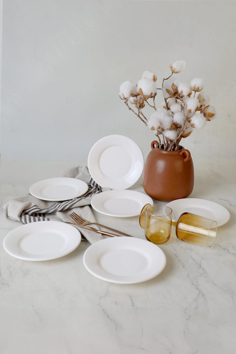 Beyaz Linda Pasta Tabağı 19 Cm Set 6 Adet