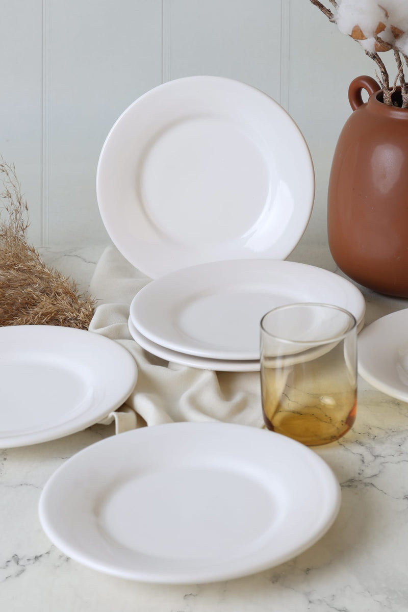 Beyaz Linda Pasta Tabağı 19 Cm Set 6 Adet