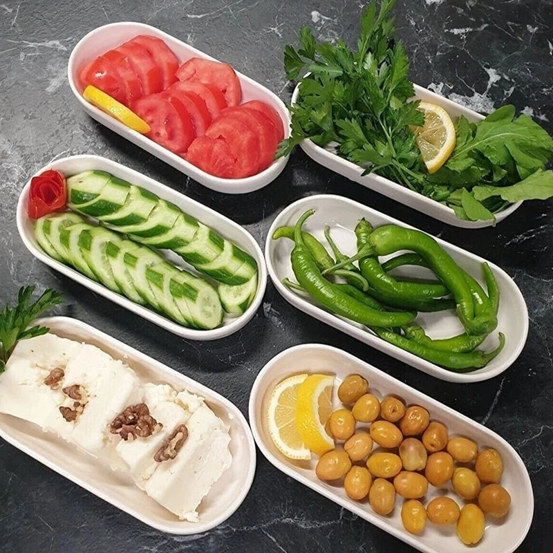 Beyaz Seramik Kahvaltılık Çerezlik 6 Lı Salda Bonvagon