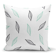 Beyaz Temalı Yaprak Desenli Dijital Baskılı Modern Yastık Kılıfı 43x43cm Bonvagon