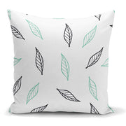Beyaz Temalı Yaprak Desenli Dijital Baskılı Modern Yastık Kılıfı 43x43cm Bonvagon