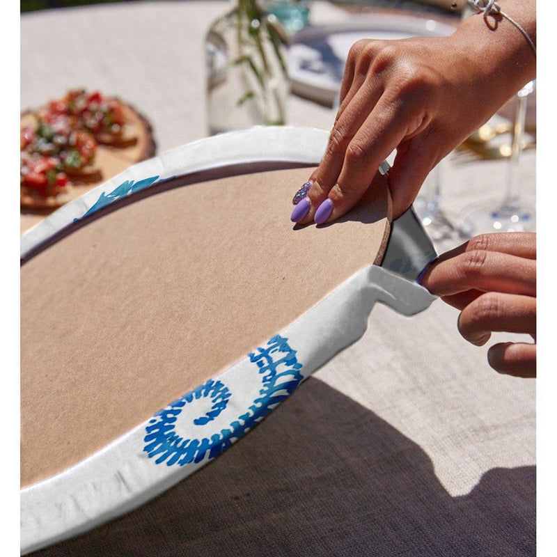 Beyaz Zemin Üzerinde Renkli Deniz Atı Desenli 2li Yuvarlak Amerikan Servisi - Supla Bonvagon