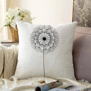 Beyaz Zeminde Onedraw Çizimli Çiçek Dijital Baskılı Modern Raşel Kadife Yastık Kırlent Kılıfı Bonvagon