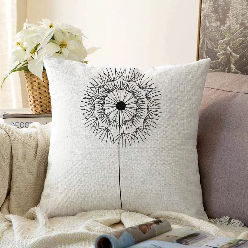 Beyaz Zeminde Onedraw Çizimli Çiçek Dijital Baskılı Modern Raşel Kadife Yastık Kırlent Kılıfı Bonvagon