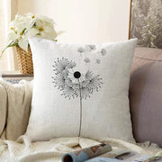 Beyaz Zeminde Onedraw Çizimli Çiçek Dijital Baskılı Modern Raşel Kadife Yastık Kırlent Kılıfı Bonvagon