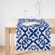 Beyaz Zeminli Çini Desenli Dijital Baskılı Özel Tasarım Süet Runner Bonvagon