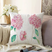 Beyaz Zeminli Rengarenk Ortanca Çiçek Motifli Dijital Baskılı Modern Raşel Kadife Kırlent Kılıfı Bonvagon