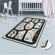 Black City Yıkanabilir Antibakteriyel Çocuk Halısı, Kaymaz Taban, Yıkanabilir Bonvagon