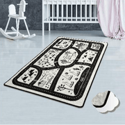 Black City Yıkanabilir Antibakteriyel Çocuk Halısı, Kaymaz Taban, Yıkanabilir Bonvagon