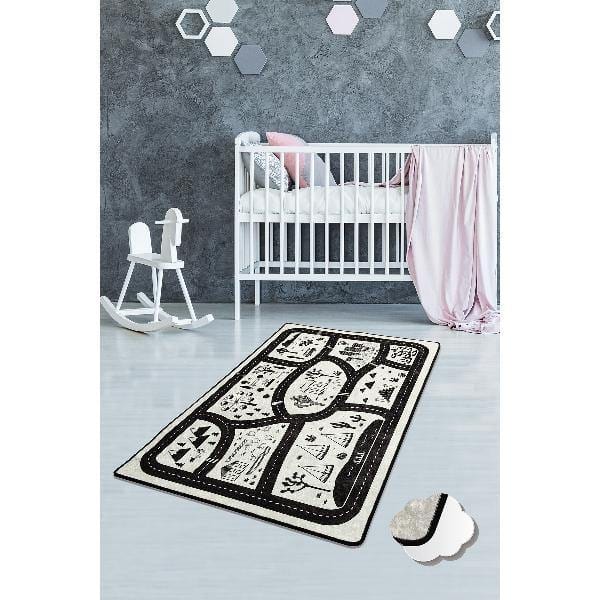 Black City Yıkanabilir Antibakteriyel Çocuk Halısı, Kaymaz Taban, Yıkanabilir Bonvagon