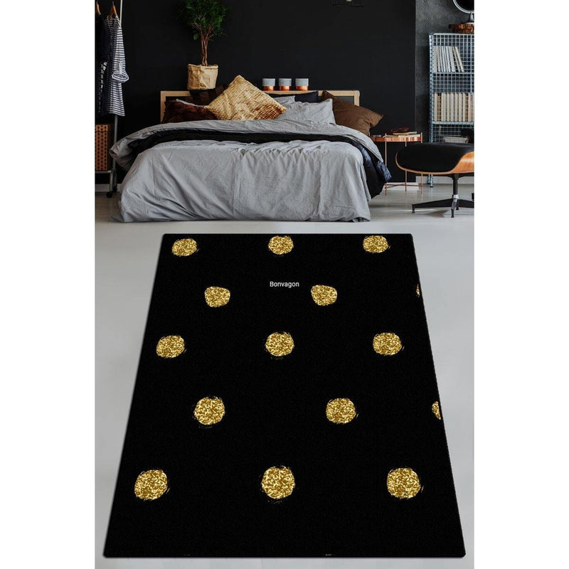 Black Dijital Baskılı Halı, Kaymaz Taban, Yıkanabilir Bonvagon