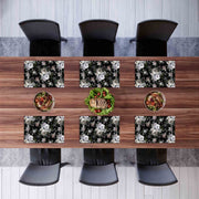 Black Roses 4'lü İnce Keten Kumaş Amerikan Servisi 50x35cm Bonvagon