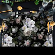 Black Roses 4'lü İnce Keten Kumaş Amerikan Servisi 50x35cm Bonvagon