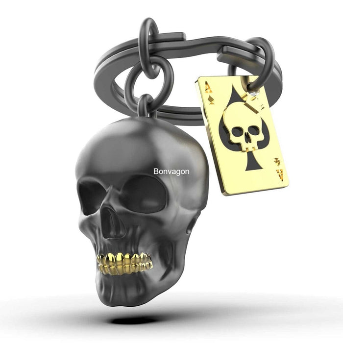 Black Skull (Kuru Kafa ) Çelik Halkalı Anahtarlık Metalmorphose Bonvagon