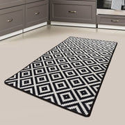 Black White Dijital Baskılı Halı, Kaymaz Taban, Yıkanabilir Bonvagon