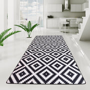 Black White Dijital Baskılı Halı, Kaymaz Taban, Yıkanabilir Bonvagon