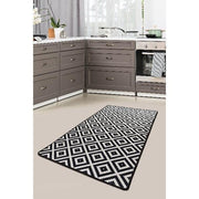 Black White Dijital Baskılı Halı, Kaymaz Taban, Yıkanabilir Bonvagon