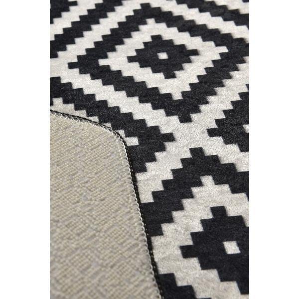 Black White Dijital Baskılı Halı, Kaymaz Taban, Yıkanabilir Bonvagon