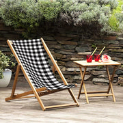 Black & White Katlanabilir Şezlong Katlanır Ahşap Lounge Chair