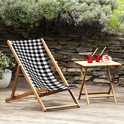 Black & White Katlanabilir Şezlong Katlanır Ahşap Lounge Chair