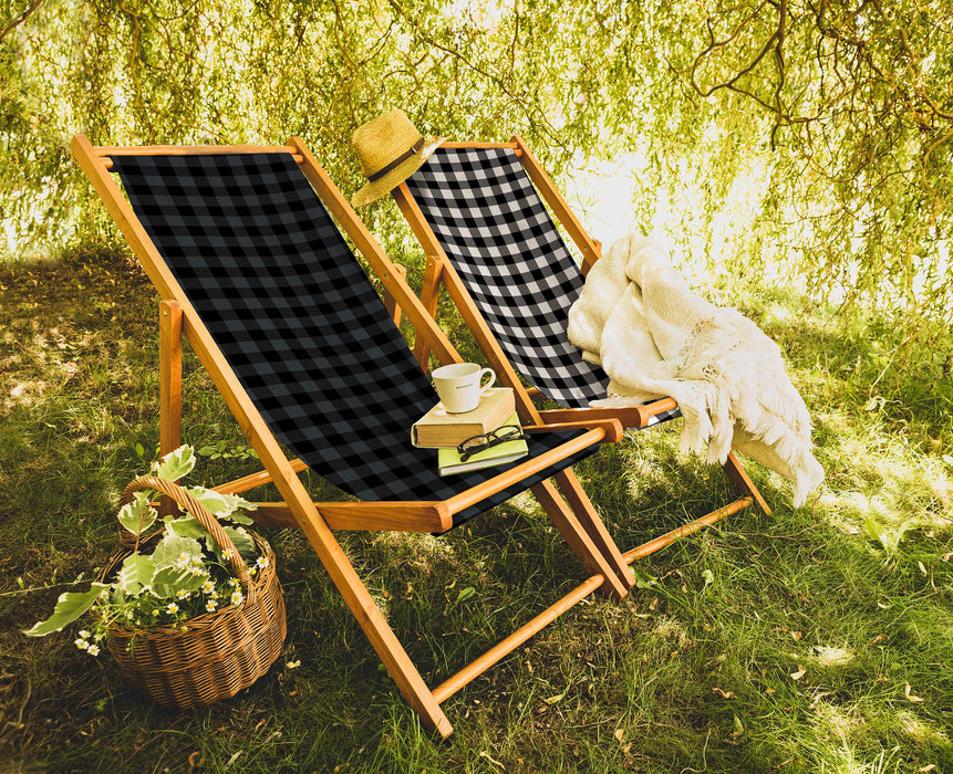 Black & White Katlanabilir Şezlong Katlanır Ahşap Lounge Chair Bonvagon
