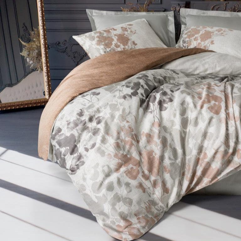 Blatt Gri Saten Nevresim Takımı çift Kişilik Bonvagon