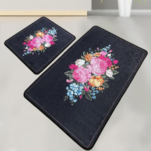 Blomst 2li Set Dijital Banyo Halısı, Kaymaz Taban, Yıkanabilir Bonvagon
