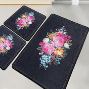 Blomst 3lü Set Dijital Banyo Halısı, Kaymaz Taban, Yıkanabilir Bonvagon