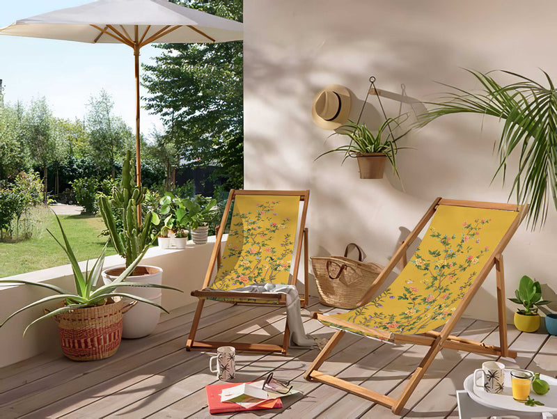 Blossom Katlanabilir Şezlong Katlanır Ahşap Lounge Chair