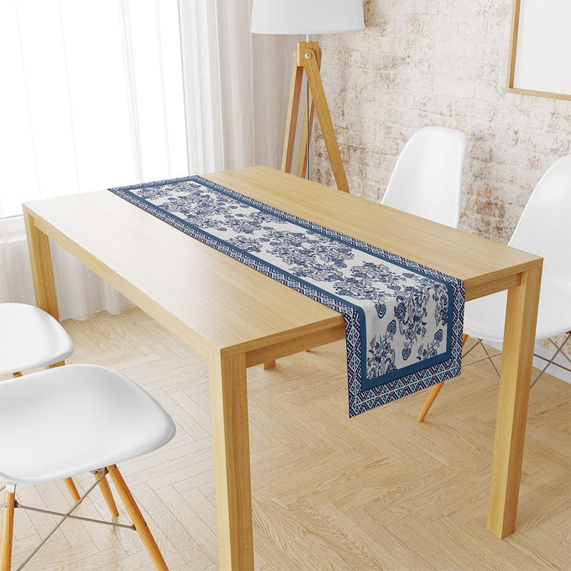 Blue Beauty İnce Keten Runner 140x45cm