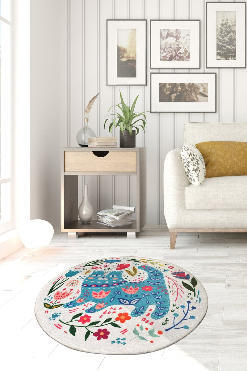 Blue Cats Dekoratif Dijital Baskılı Halı, Kaymaz Taban, Yıkanabilir Bonvagon