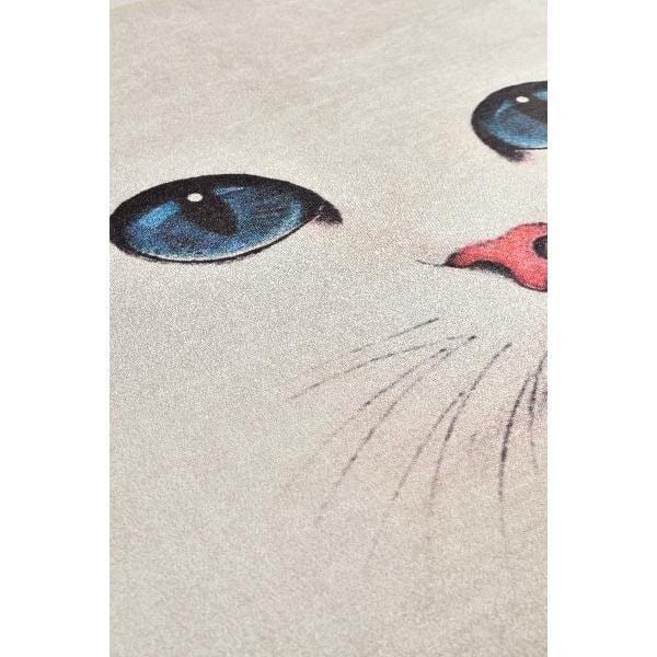 Blue Eyes Dijital Baskılı Çap100cm Banyo Halısı, Kaymaz Taban, Yıkanabilir Bonvagon