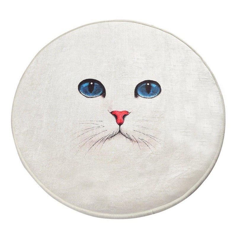 Blue Eyes Dijital Baskılı Çap100cm Banyo Halısı, Kaymaz Taban, Yıkanabilir Bonvagon