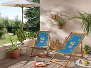 Blue Vase Katlanabilir Şezlong Katlanır Ahşap Lounge Chair