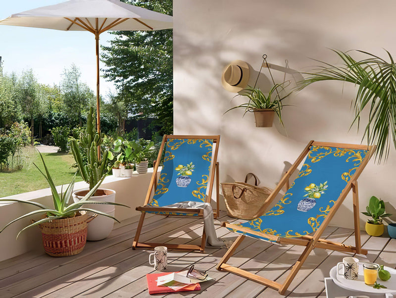 Blue Vase Katlanabilir Şezlong Katlanır Ahşap Lounge Chair
