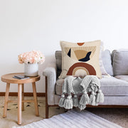 Boho Çizimli Özel Tasarımlı Dijital Baskılı Dekoratif Raşel Kadife Yastık Kırlent Kılıfı Bonvagon