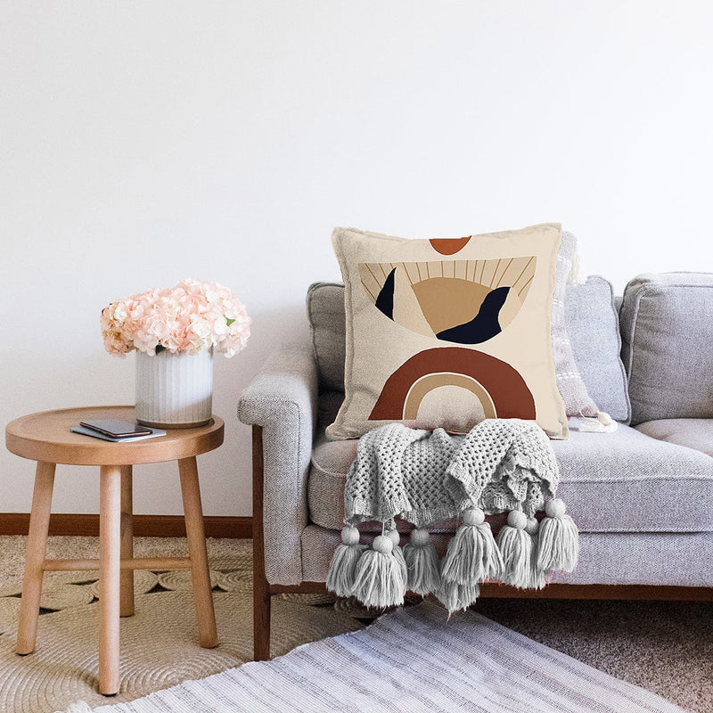 Boho Çizimli Özel Tasarımlı Dijital Baskılı Dekoratif Raşel Kadife Yastık Kırlent Kılıfı Bonvagon