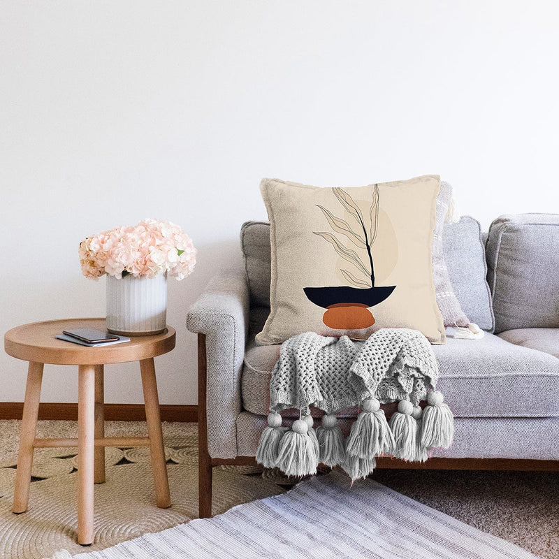 Boho Çizimli Özel Tasarımlı Dijital Baskılı Modern Raşel Kadife Yastık Kırlent Kılıfı Bonvagon