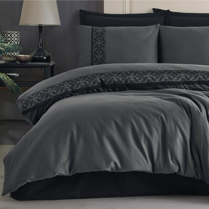 Borderline Çift Kişilik Ranforce Nevresim Takımı Nienna Anrasit Bonvagon