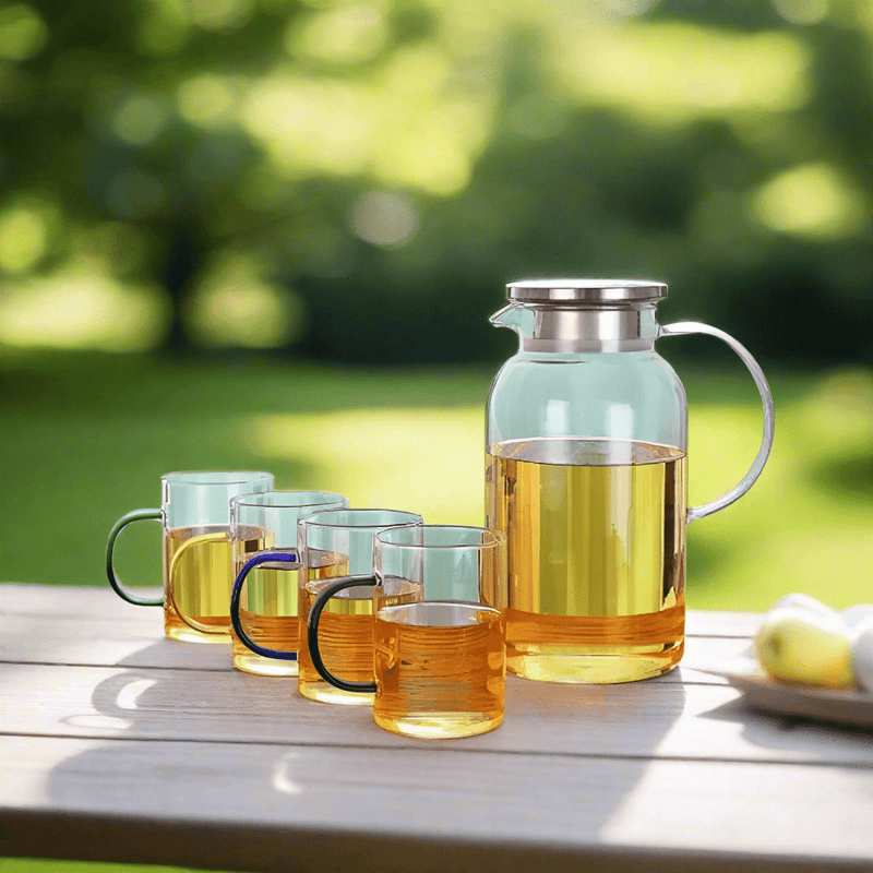 Borosilikat Cam Sürahi ve 4lü Fincan Seti Bonvagon