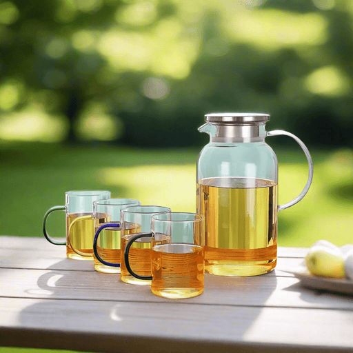 Borosilikat Cam Sürahi ve 4lü Fincan Seti Bonvagon