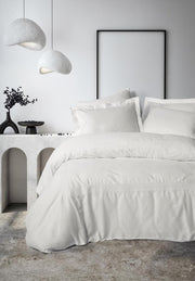 Brode Nakışlı çift Kişilik Saten Nevresim Takımı Galant Beyaz 4 Adet Yastıklı Bonvagon