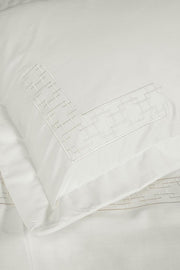 Brode Nakışlı çift Kişilik Saten Nevresim Takımı Luxe Ekru 4 Adet Yastık Bonvagon