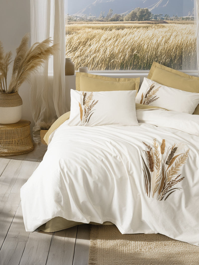 Brode Ranforce Çift Kişilik Nevresim Takımı Alvora Hardal 4 Adet Yastık Kılıfı Bonvagon